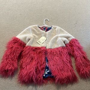Hatley Pink fur jacket coat size 10 NWT